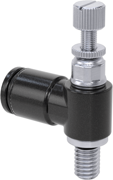 Hassas Ayarlı Dirsek Hava Akış Kontrol Vanası, 10-32 UNF Erkek Giriş x 1/4" Çıkış Boru Dış Çapı
