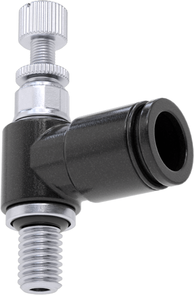 Hassas Ayarlı Dirsek Hava Akış Kontrol Vanası, 10-32 UNF Erkek Giriş x 1/4" Çıkış Boru Dış Çapı