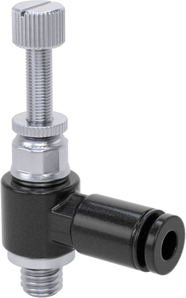 Hassas Ayarlı Dirsek Hava Akış Kontrol Vanası, 10-32 UNF Erkek Giriş x 1/8" Çıkış Borusu Dış Çapı