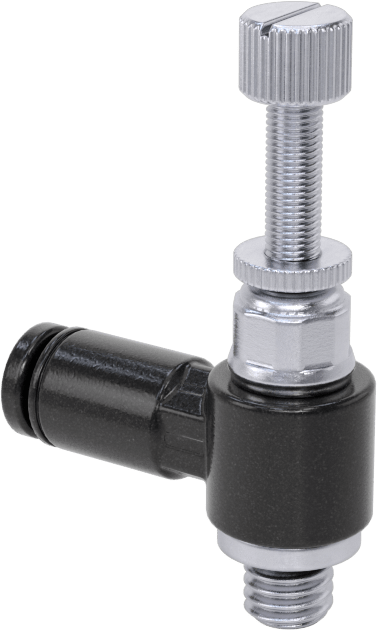 Hassas Ayarlı Dirsek Hava Akış Kontrol Vanası, 10-32 UNF Erkek Giriş x 1/8" Çıkış Borusu Dış Çapı