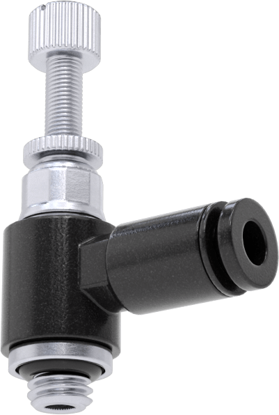 Hassas Ayarlı Dirsek Hava Akış Kontrol Vanası, 1/8" Giriş Borusu Dış Çap x 10-32 UNF Erkek Çıkış