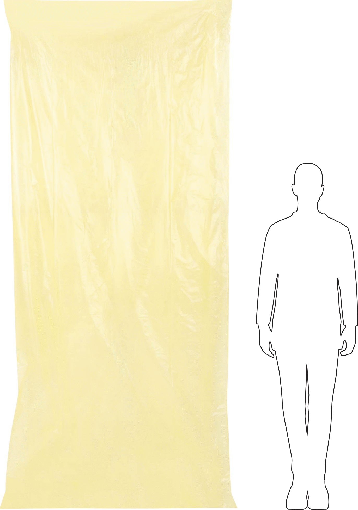 Ekstra Büyük Koruyucu Torbalar, Yarı Şeffaf Sarı, 45“ Genişlik x 96” Yükseklik, 2 Mil Kalınlık