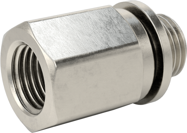 Hassas Aşırı Basınçlı 316 Paslanmaz Çelik Bağlantı Parçası, Düz Adaptör, 1/4 NPT Dişi x 1/4 BSPP Erkek