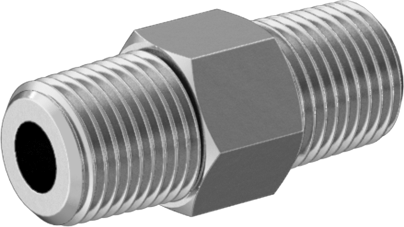 Hassas Aşırı Basınçlı 316 Paslanmaz Çelik Bağlantı Parçası, Düz Adaptör, 1/8 NPT x 1/8 BSPT Erkek