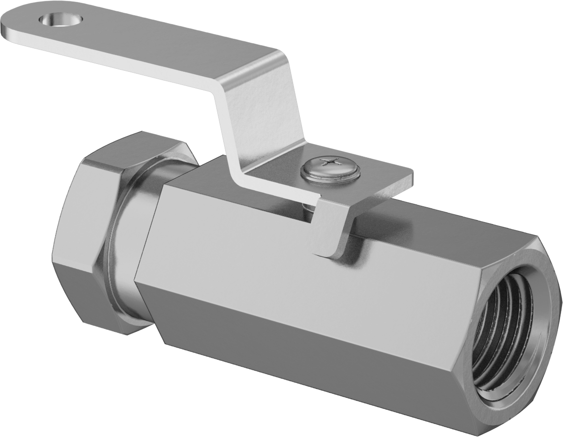 Pirinç Gövdeli Yüksek Basınçlı Kompakt Açma/Kapama Vanası, Kısa Kol, 1/8 NPT Dişi x 1/4 NPT Dişi