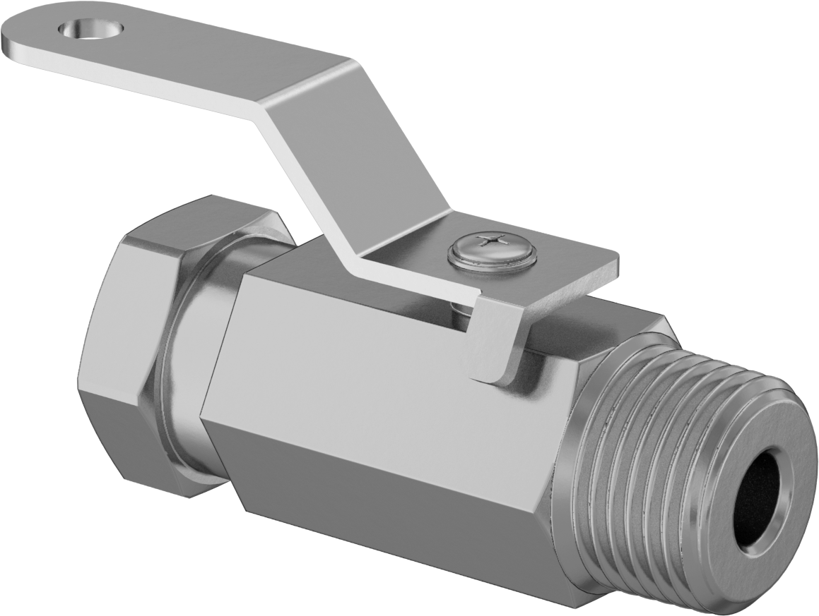 Pirinç Gövdeli Yüksek Basınçlı Kompakt Açma/Kapama Vanası, Kısa Kol, 3/8 NPT Dişi x 3/8 NPT Erkek
