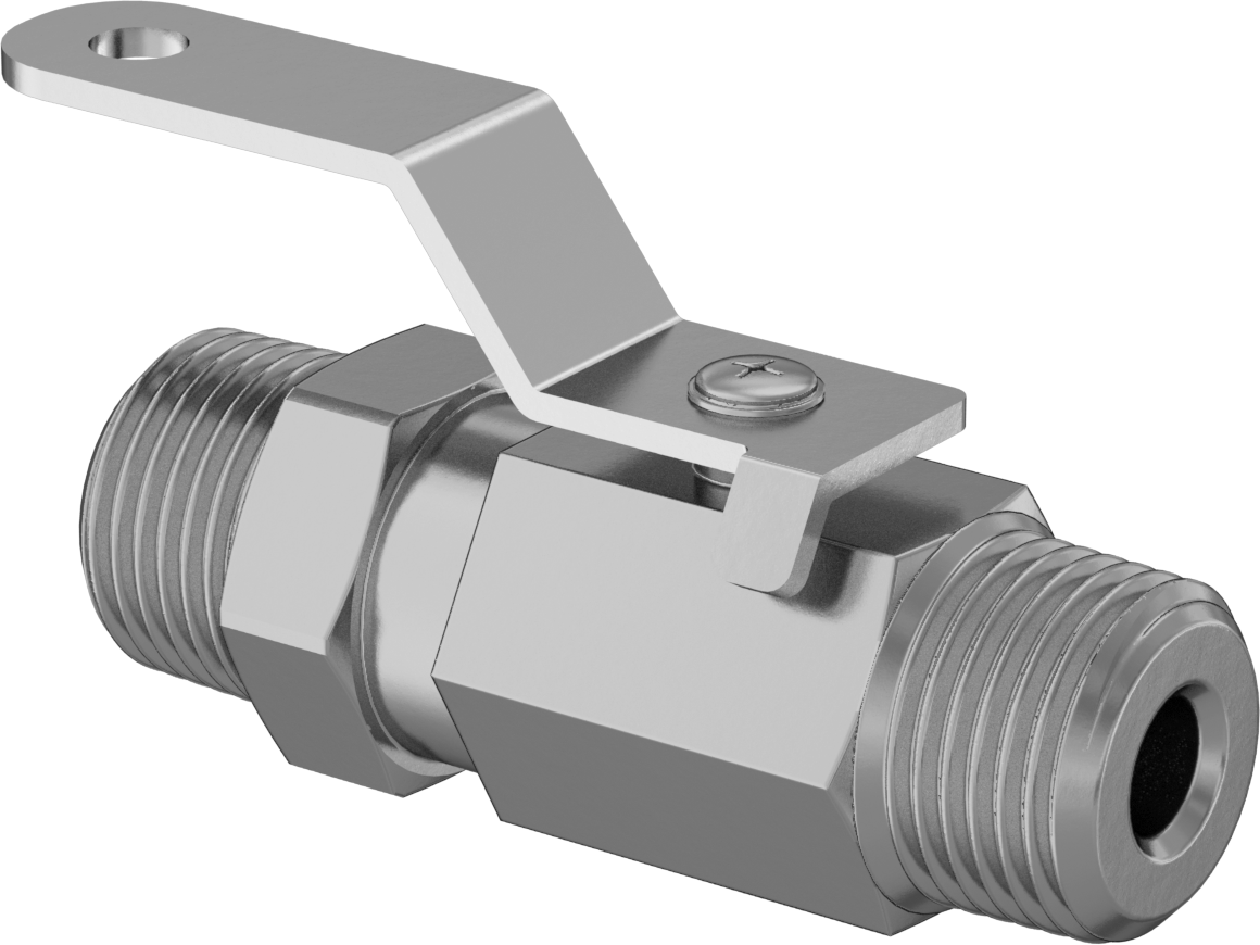 Pirinç Gövdeli Yüksek Basınçlı Kompakt Açma/Kapama Vanası, Kısa Kol, 3/8 NPT Erkek x 3/8 NPT Erkek