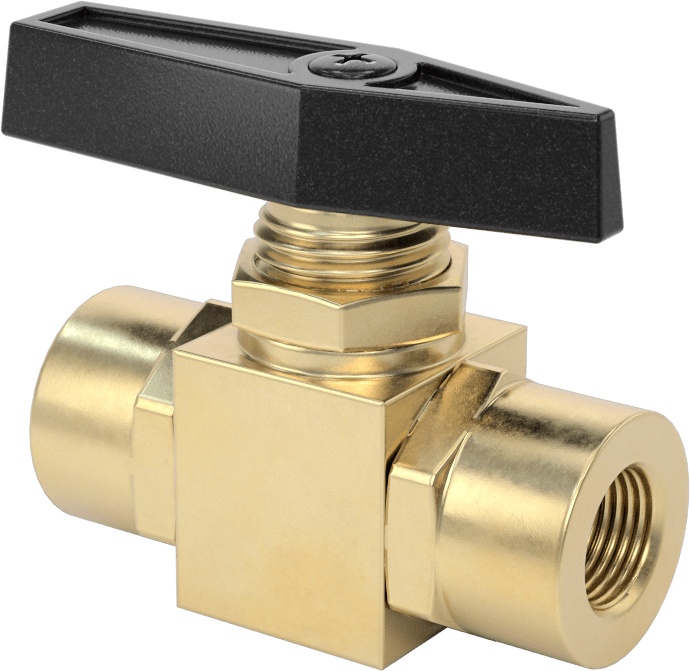 Floroelastomer Contalı Panele Monte Açma/Kapama Vanası, Düz, Pirinç Gövde, 1/8 NPT Dişi