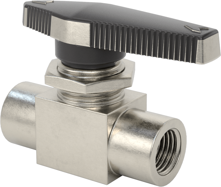 Panele Monte Açma/Kapama Vanası, 316 Paslanmaz Çelik Gövde, 1/4 NPT Dişi, 2-1/16" Uzunlukta PTFE Conta