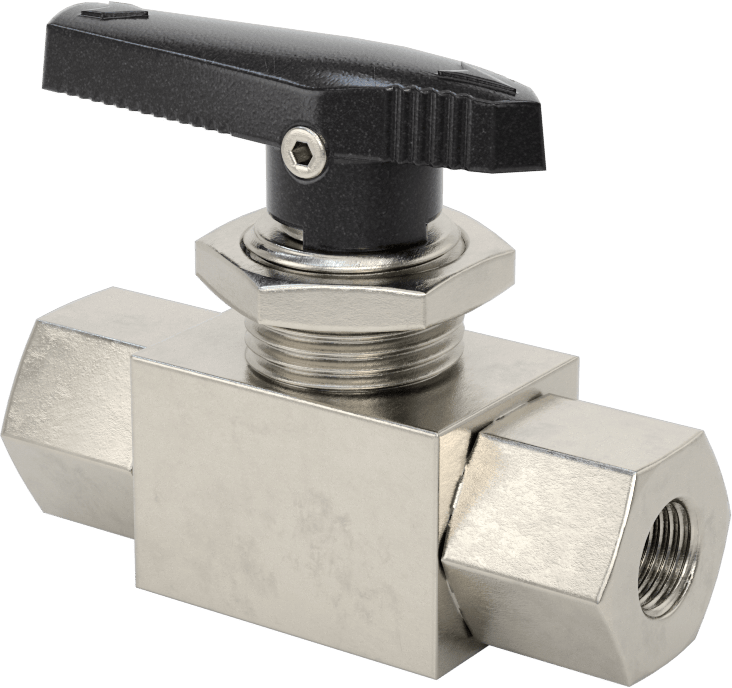 Panele Monte Açma/Kapama Vanası, 316 Paslanmaz Çelik Gövde, Düz, 1/8 NPT Dişi, PTFE Conta