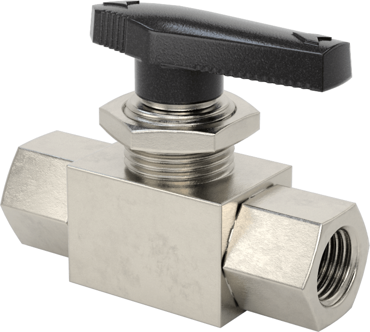 Panele Monte Açma/Kapama Vanası, 316 Paslanmaz Çelik Gövde, 1/4 NPT Dişi, PTFE Conta, 2-1/2" Uzunluk