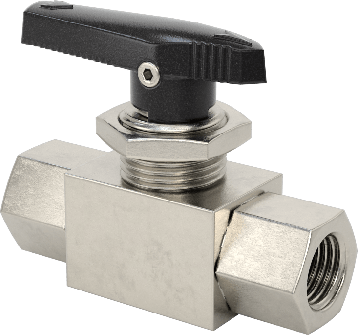 Panele Monte Açma/Kapama Vanası, 316 Paslanmaz Çelik Gövde, 1/4 NPT Dişi, PTFE Conta, 2-1/2" Uzunluk