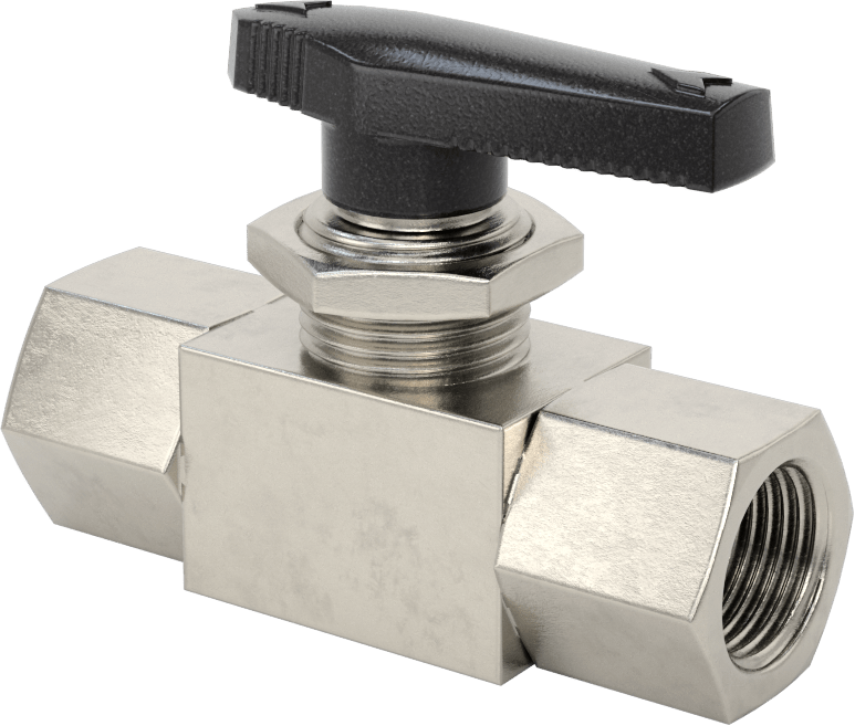 Panele Monte Açma/Kapama Vanası, 316 Paslanmaz Çelik Gövde, Düz, 3/8 NPT Dişi, PTFE Conta