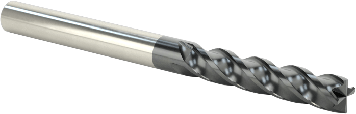 Elmas Benzeri Karbon Kaplı Karbür Uçlu Freze, Kare Uç, 4 Kanallı, 1/8" Freze Çapı, 1-1/2" Toplam Uzunluk