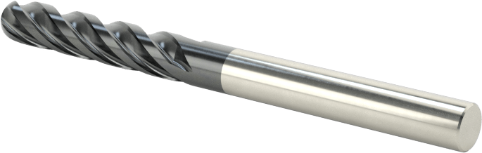 Elmas Benzeri Karbon Kaplı Karbür Uçlu Freze, Bilyalı Uç, 4 Kanallı, 1/8" Freze Çapı, 1-1/2" Toplam Uzunluk