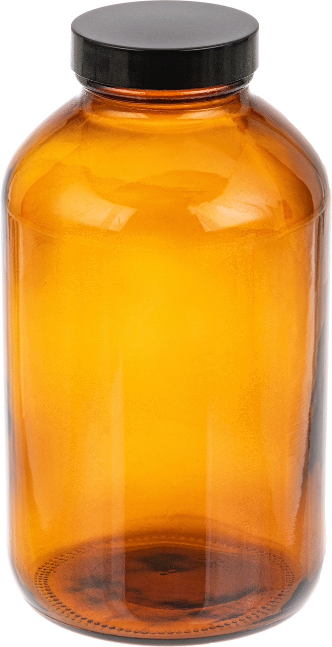 Kehribar Rengi Cam Kavanoz, Kaplamalı Kağıt Conta ile, 32 FL oz/950 ml, 3-7/8" Çap