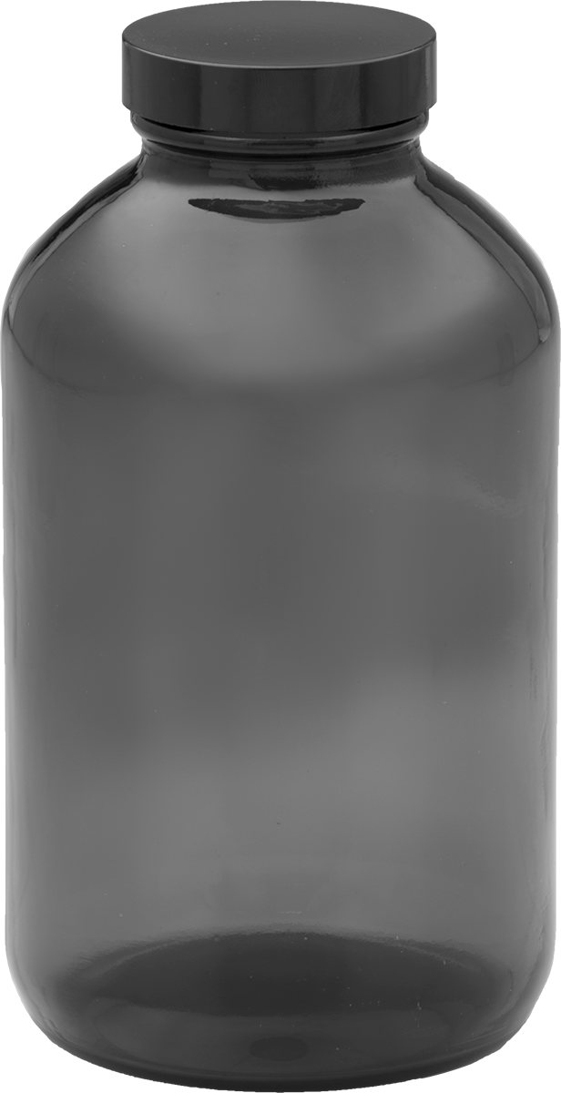 Kehribar Rengi Cam Kavanoz, PTFE Plastik Conta ile, 32 FL oz/950 ml, 3-7/8" Çap