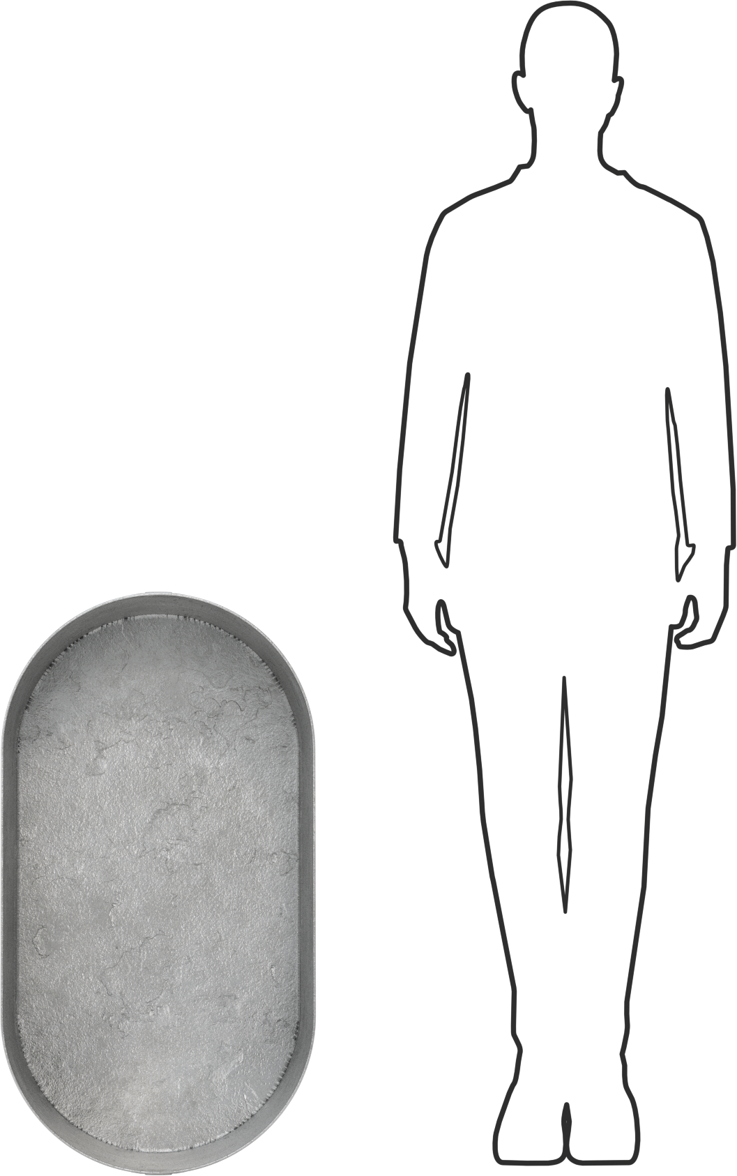 Kulplu Galvanizli Çelik Küvet, Oval, 16 Galon Kapasite