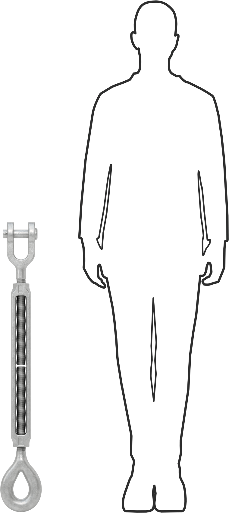 Kaldırma için Çatal-Göz Gerdirme, 15200 lbs. Kapasite, 38" Geri Çekilmiş Uzunluk