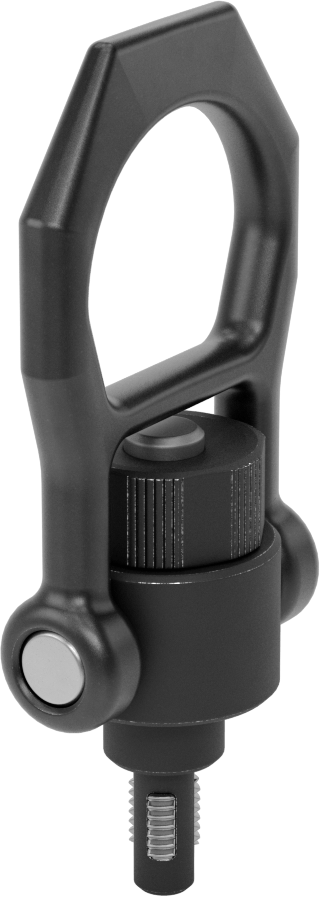 Kaldırma için Hızlı Açılır Vinç Halkası, 180 Derece Pivot ve 360 Derece Döner, M12 x 1,75 mm Diş