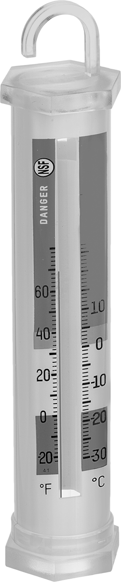 Klipsli dondurucu termometresi, Ölçek Ekranlı, 1-1/4" Uzunluk, 5-7/8" Yükseklik