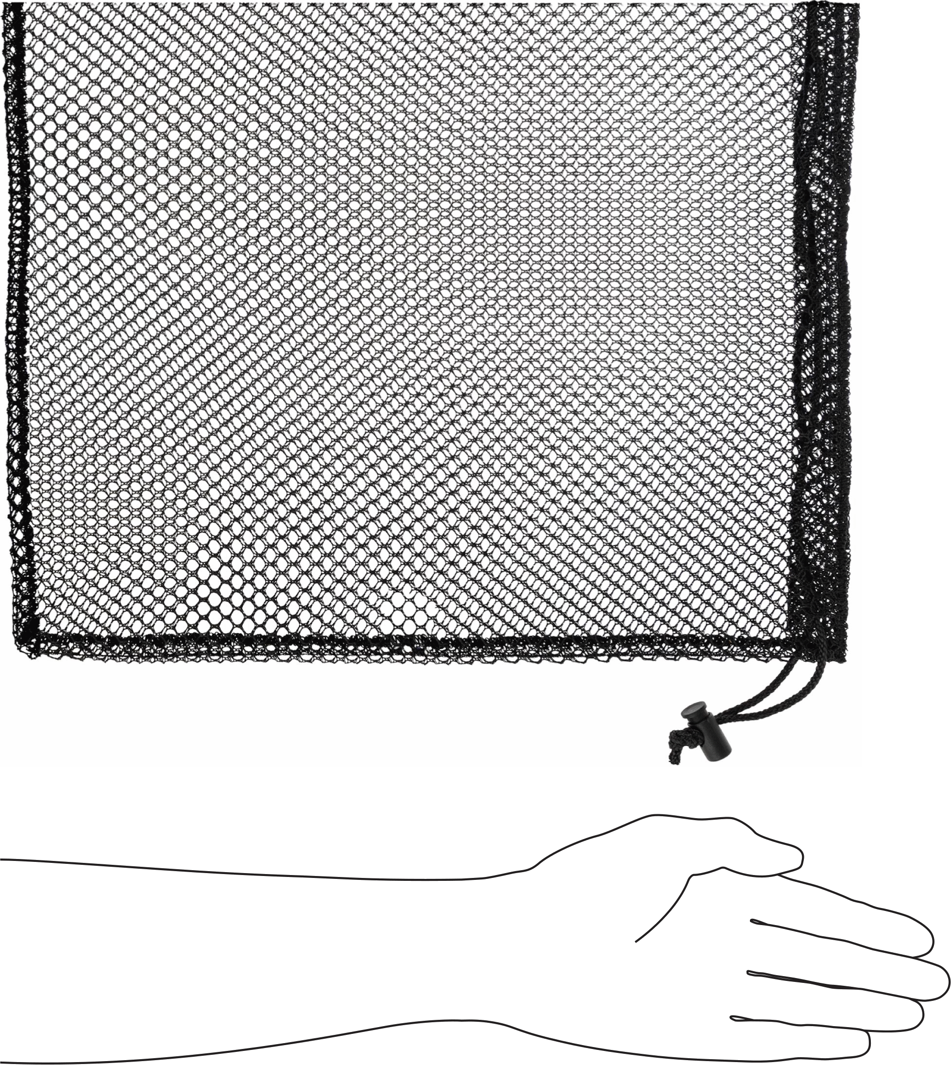 Hasır İpli Saklama Çantası, Polyester Kumaş, 12“ Genişlik x 15” Yükseklik, Siyah