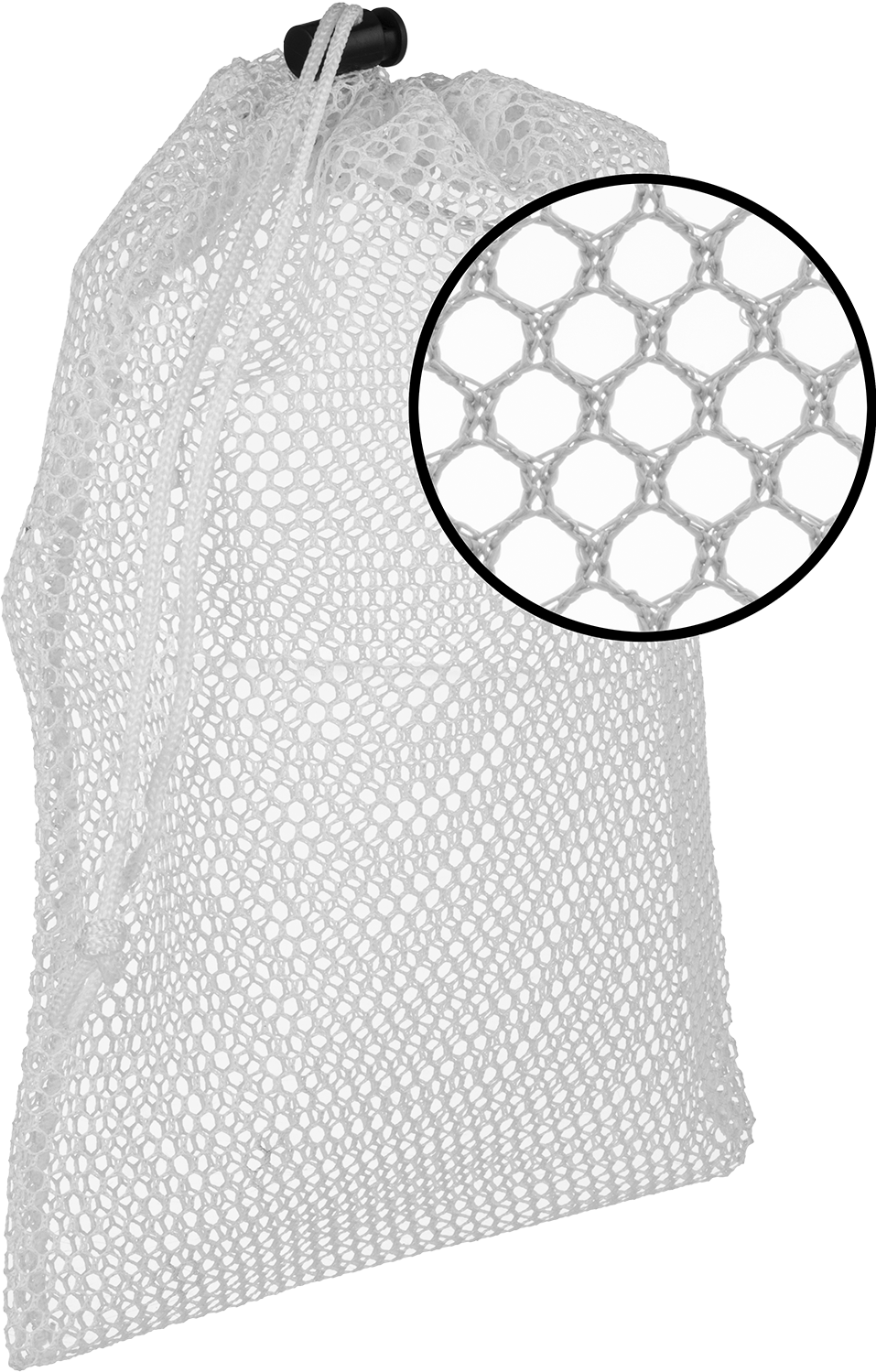 Hasır İpli Saklama Çantası, Polyester Kumaş, 12“ Genişlik x 15” Yükseklik, Beyaz