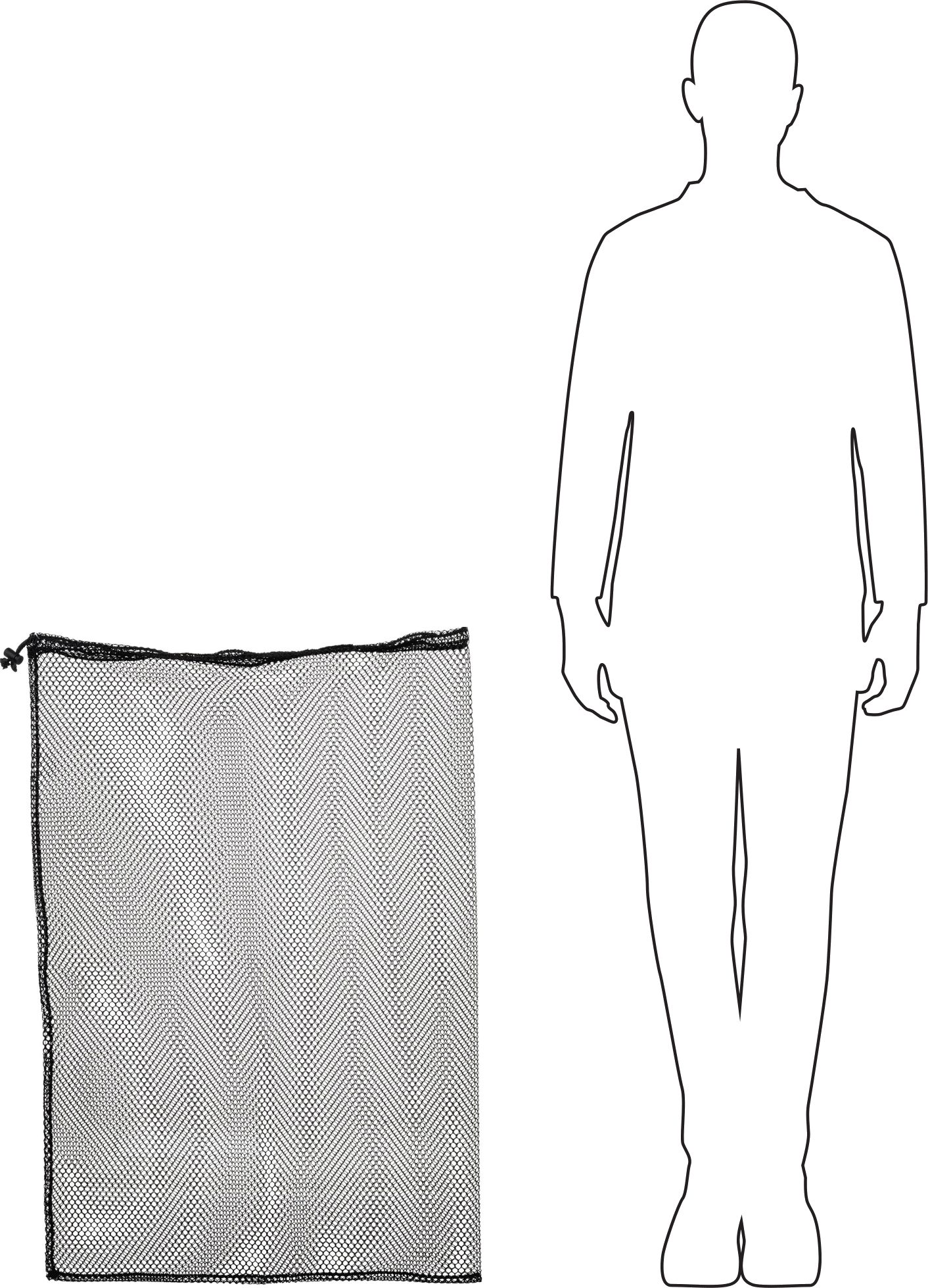 Hasır İpli Saklama Çantası, Polyester Kumaş, 24 inç Genişlik x 36 inç Yükseklik, Siyah