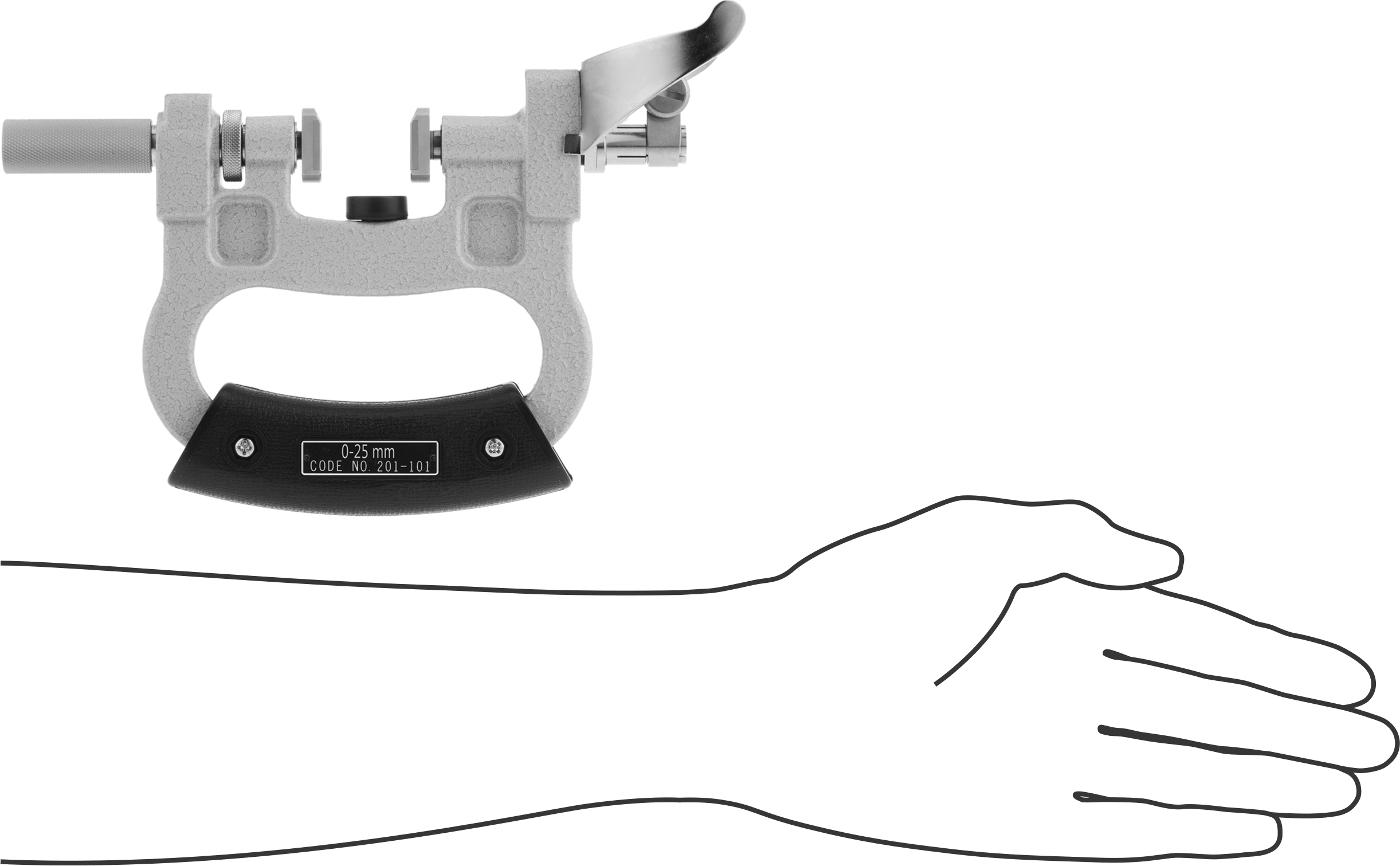 Go/No-Go Dış Çap Ölçer, Model Numarası 201-101, 0 mm ila 25 mm Ölçülen Mesafe