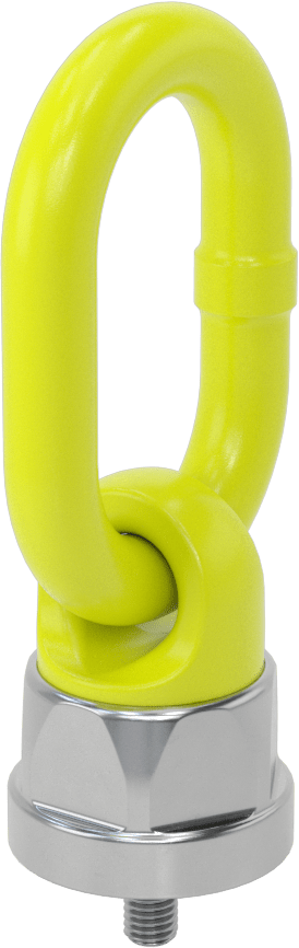 Yük Altında Döner Kaldırma Halkası, Sarı Toz Boyalı Çelik, M8 x 1,25 mm Diş Boyutu