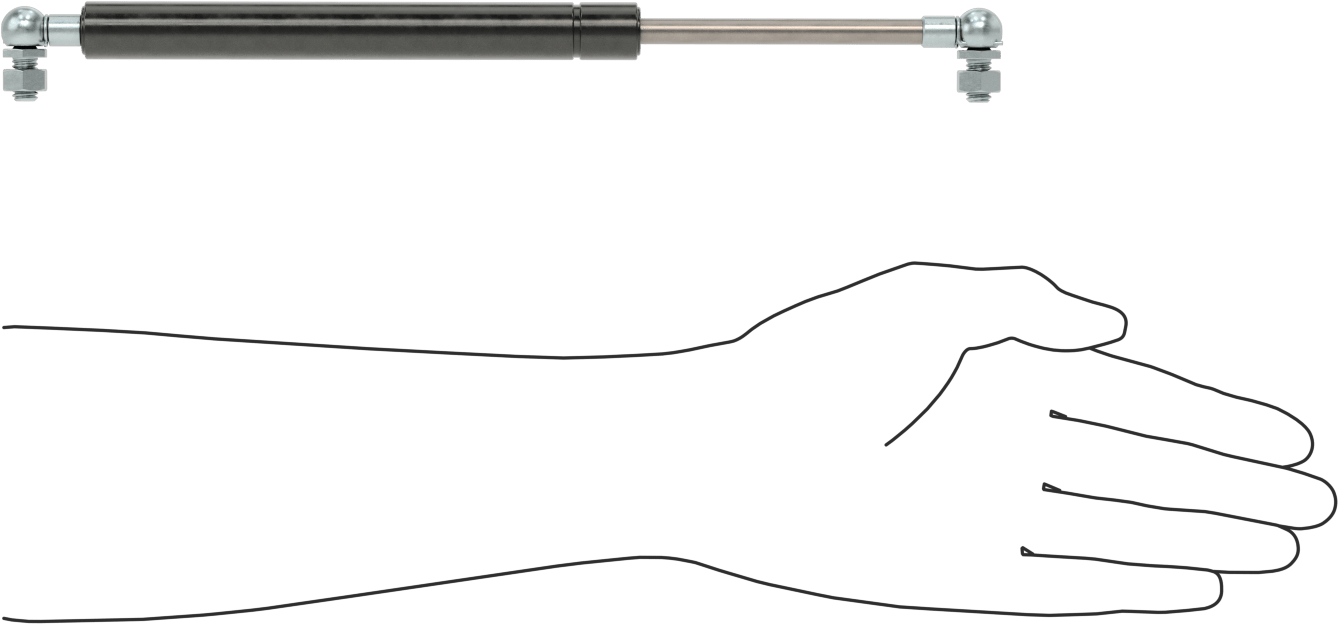 Gaz Yayı, 60 lbs. Kuvvet, 5/16"-18 Diş Boyutu, 11,81" Uzatılmış Uzunluk