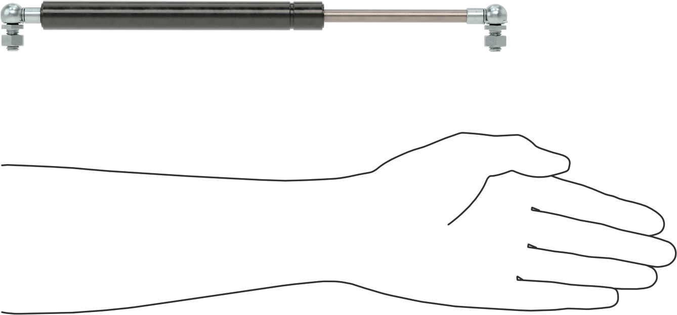 Gaz Yayı, 90 lbs. Kuvvet, 5/16"-18 Diş Boyutu, 11,81" Uzatılmış Uzunluk