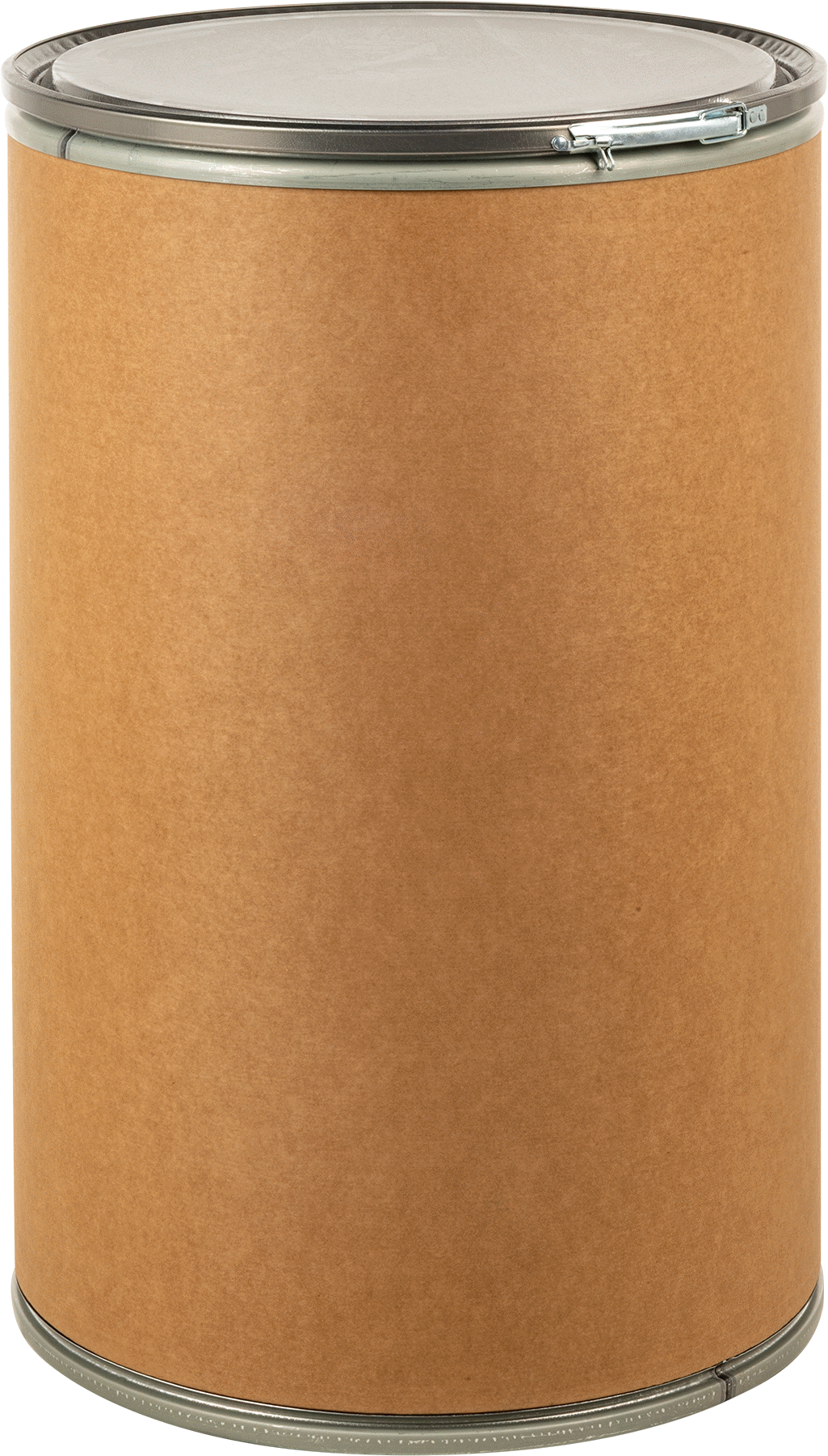 Kolu Kilitli Kapama Halkalı ve STL Kapaklı Fiber Tambur, 55 Galon/550 lb. Kapasite