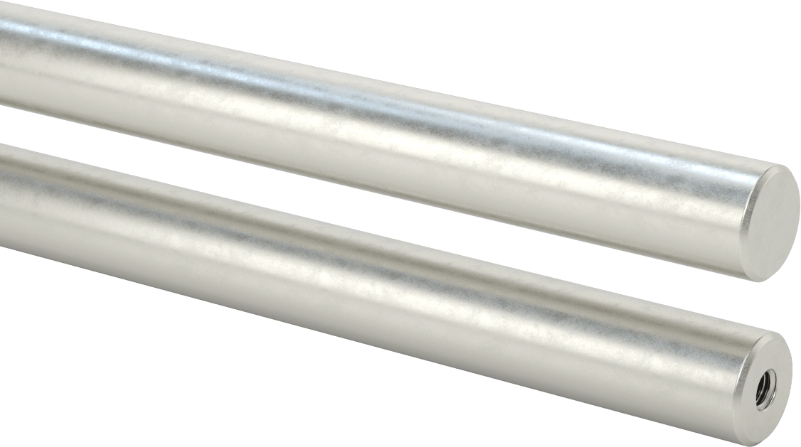 Dişli Döner Mil, 1" Çap, 12" Uzunluk, 3/8"-16 Diş Boyutu