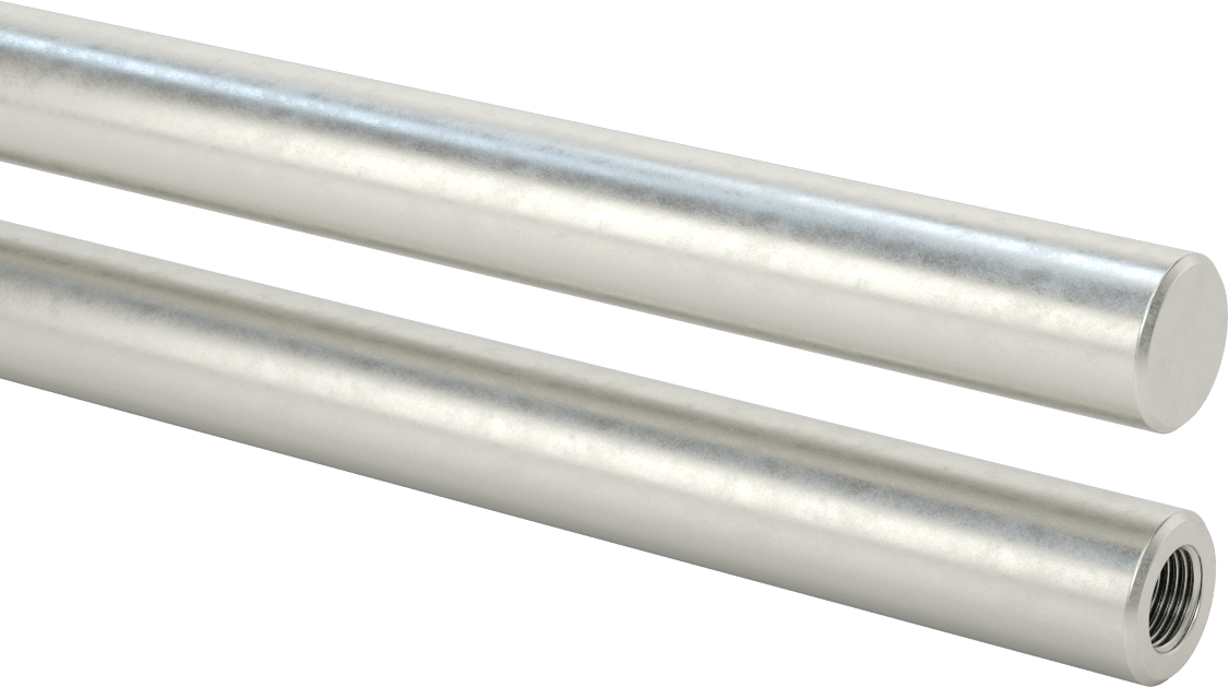 Dişli Döner Mil, 1" Çap, 12" Uzunluk, 5/8"-18 Diş Boyutu