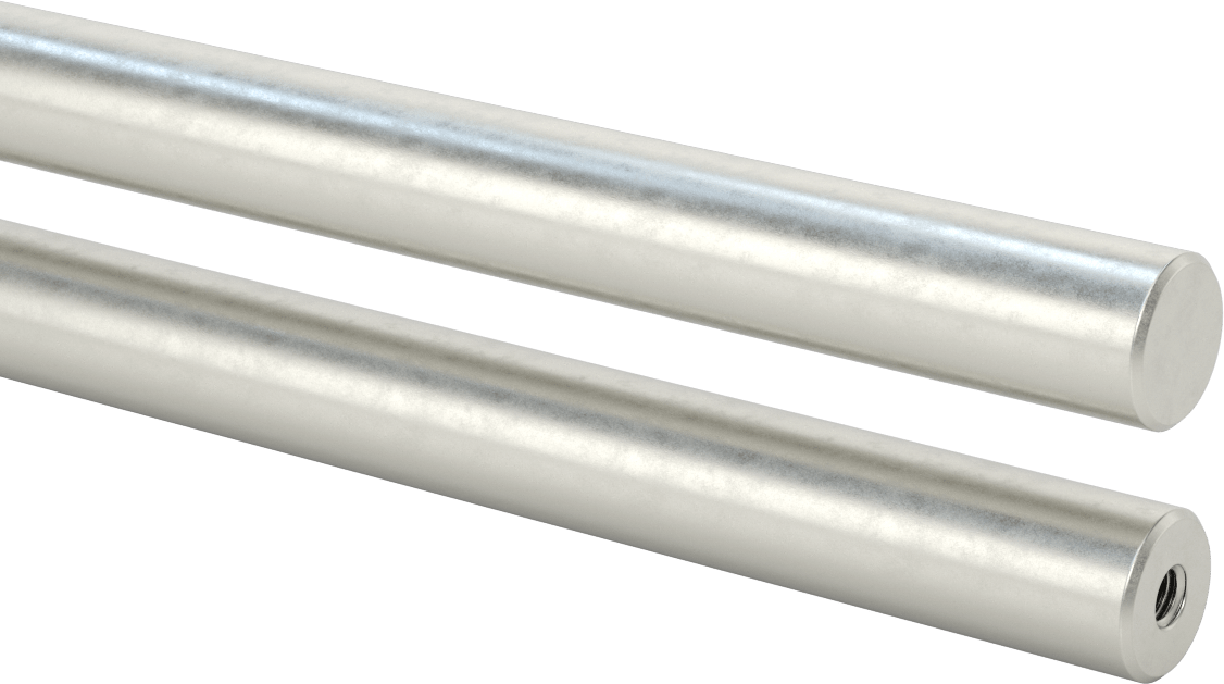 Dişli Döner Mil, 1" Çap, 24 inç Uzunluk, 3/8"-16 Diş Boyutu