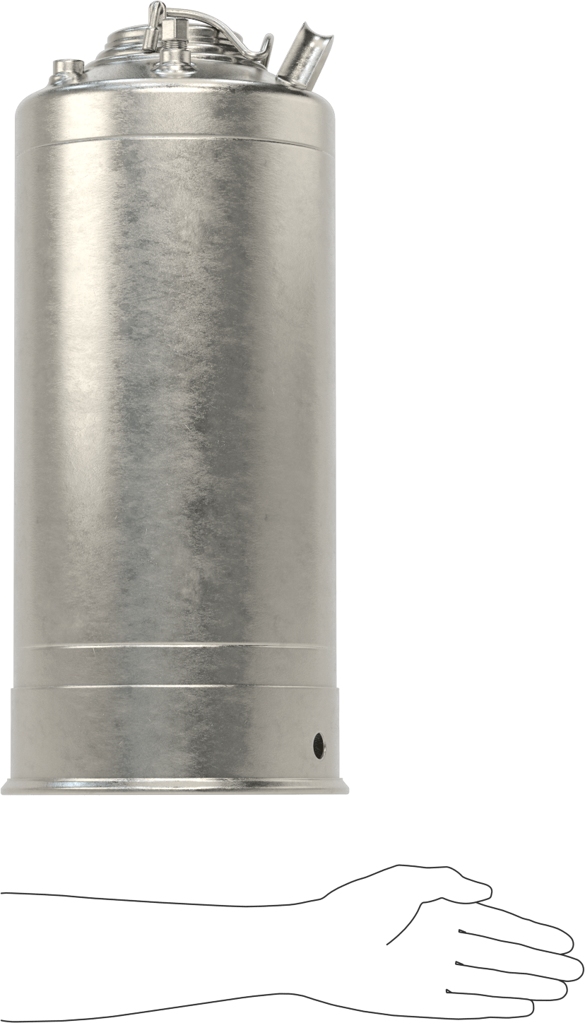 ASME Kodlu Basınçlı Sıvı Dağıtım Tankı, Taşınabilir, 5 Galon Kapasite, Maksimum 205 PSI @ 100°F