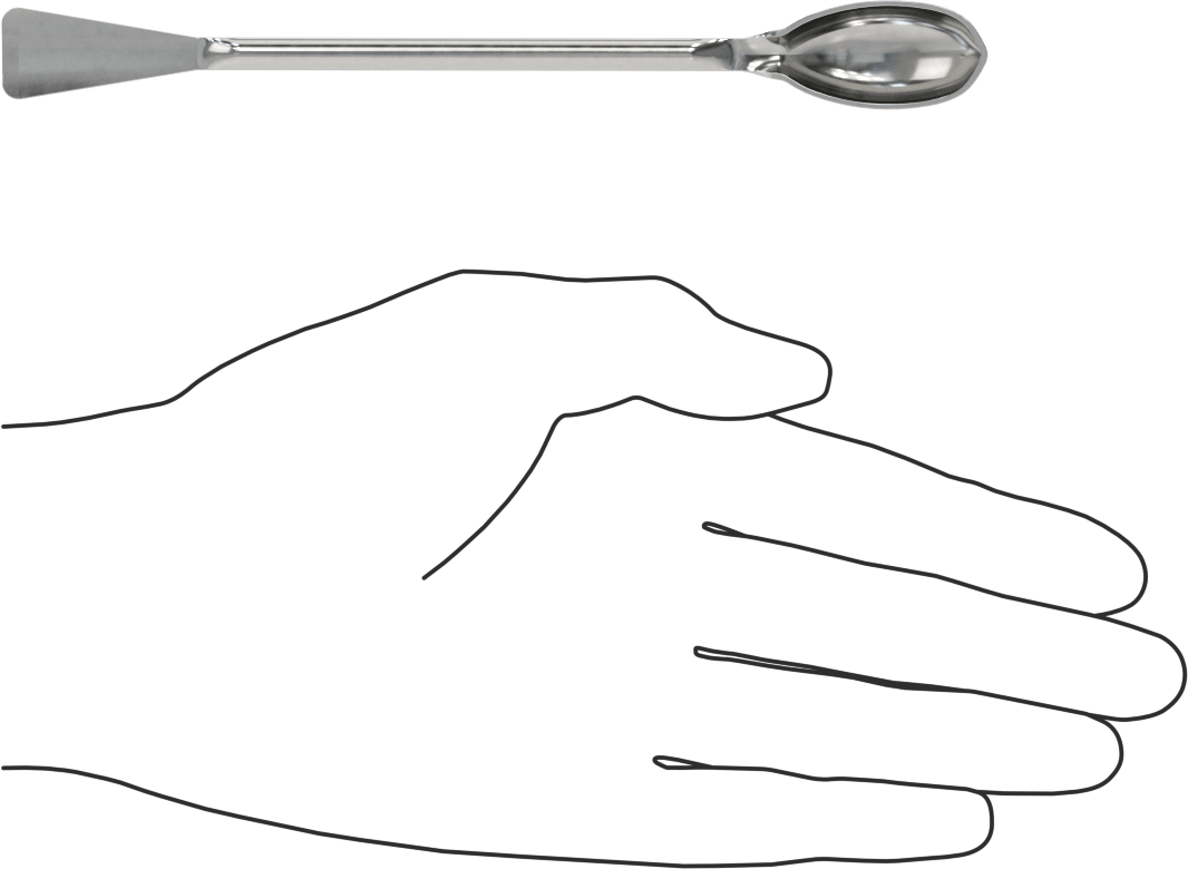 Paslanmaz Çelik Laboratuvar Kaşığı x Düz Spatula, 6 inç Uzunluk
