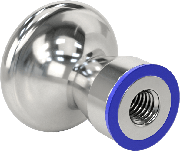 Sıhhi Dişli Delikli Montajlı Çekme Düğmesi, M8 x 1,25 mm Diş, 12 mm Derinlik