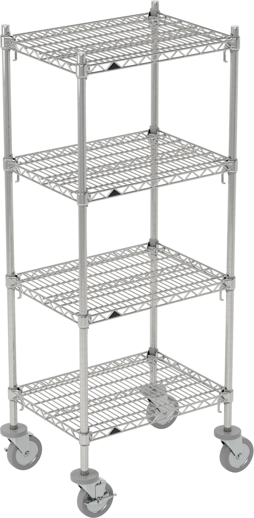 Hızlı Ayar Kolu ile Ağır Hizmet Tipi Tel Raf, 4 Raf, Mobil, 24“ x 61,5” x 18" Toplam Boyut