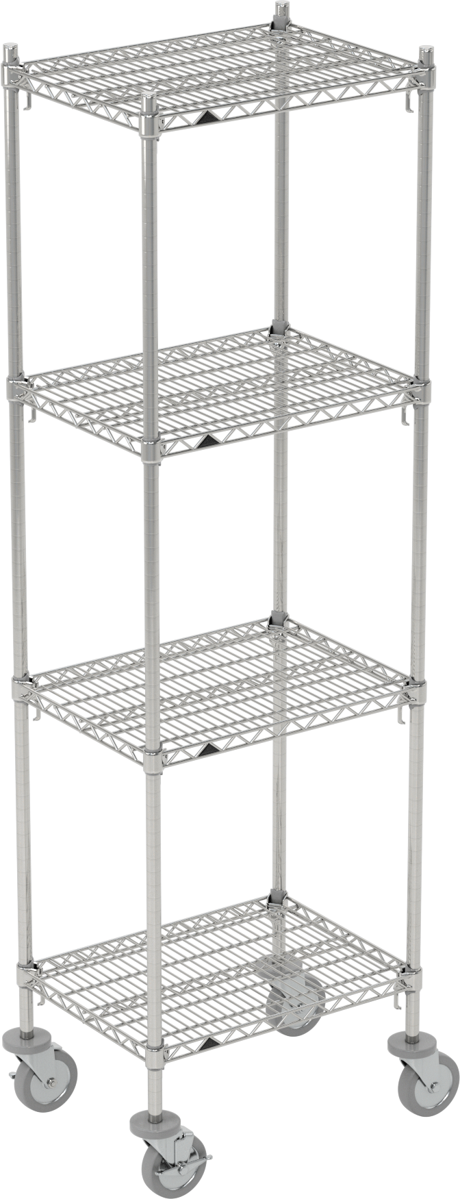 Hızlı Ayar Kolu ile Ağır Hizmet Tipi Tel Raf, 4 Raf, Mobil, 24“ x 81,5” x 18" Toplam Boyut