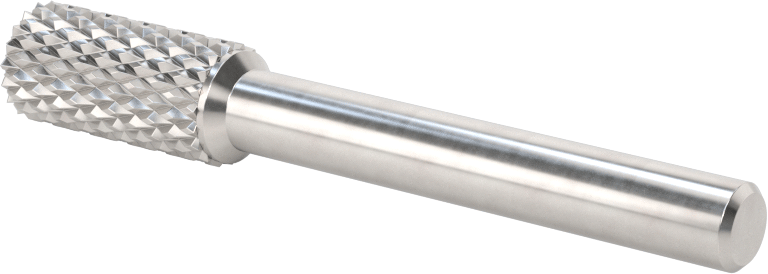 1/4" Çaplı Şaftlı Elmas Dişli Karbür Frez, Silindirik-Düz Uçlu, Uç Kesimi, 3/8" Baş Çapı