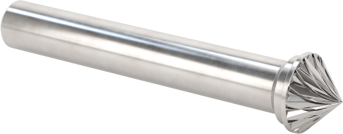 1/4" Çaplı Şaftlı Elmas Dişli Karbür Frez, 90 Derece Konik, 3/8" Baş Çapı