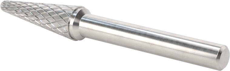 1/4" Çaplı Şaftlı Elmas Dişli Karbür Frez, Konik Koni Yarıçaplı Uç, 3/8" Baş Çapı