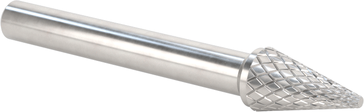 1/4" Çaplı Şaftlı Elmas Dişli Karbür Frez, Konik Konik Uçlu, 3/8" Baş Çapı