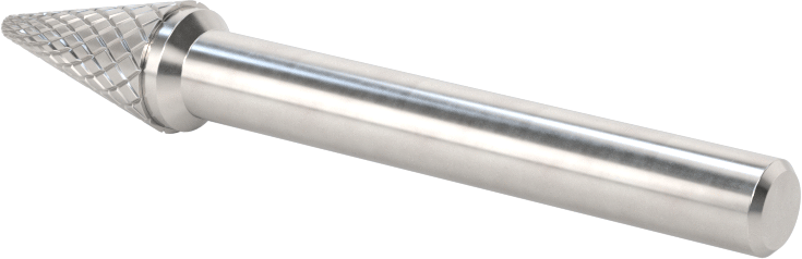 1/4" Çaplı Şaftlı Elmas Dişli Karbür Frez, Konik Konik Uçlu, 3/8" Baş Çapı