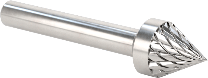 1/4" Çaplı Şaftlı Elmas Dişli Karbür Frez, 60 Derece Konik, 1/2" Baş Çapı