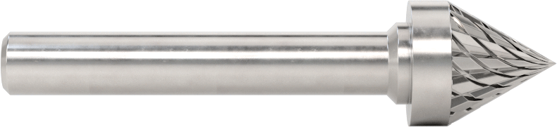 1/4" Çaplı Şaftlı Elmas Dişli Karbür Frez, 60 Derece Konik, 1/2" Baş Çapı