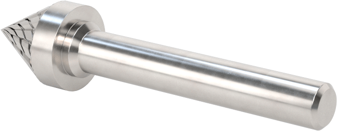 1/4" Çaplı Şaftlı Elmas Dişli Karbür Frez, 60 Derece Konik, 1/2" Baş Çapı