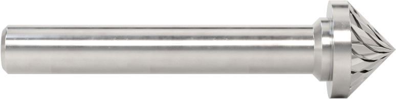 1/4" Çaplı Şaftlı Elmas Dişli Karbür Frez, 90 Derece Konik, 1/2" Baş Çapı